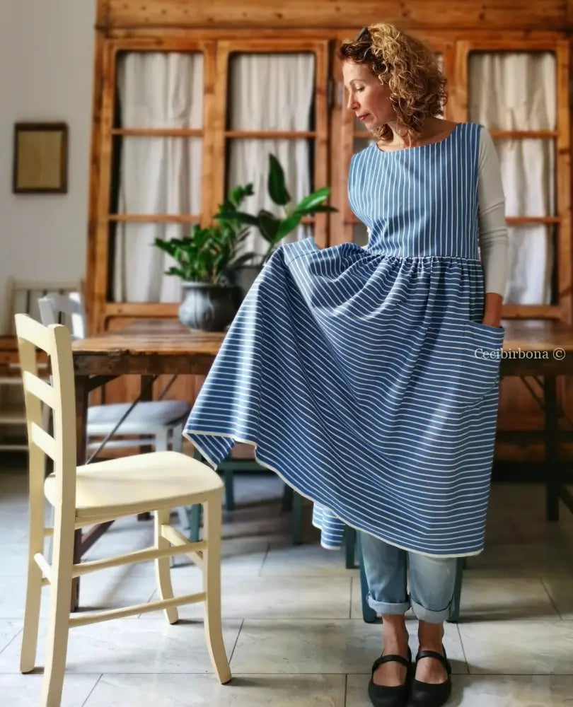 RISERVATO PER ROBERTA SALDO Grembiule per donna da cucina in cotone vintage azzurro da materassi grembiule donna