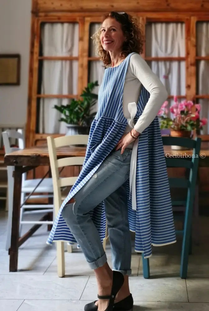 RISERVATO PER ROBERTA SALDO Grembiule per donna da cucina in cotone vintage azzurro da materassi grembiule donna