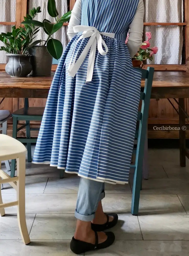 RISERVATO PER ROBERTA SALDO Grembiule per donna da cucina in cotone vintage azzurro da materassi grembiule donna