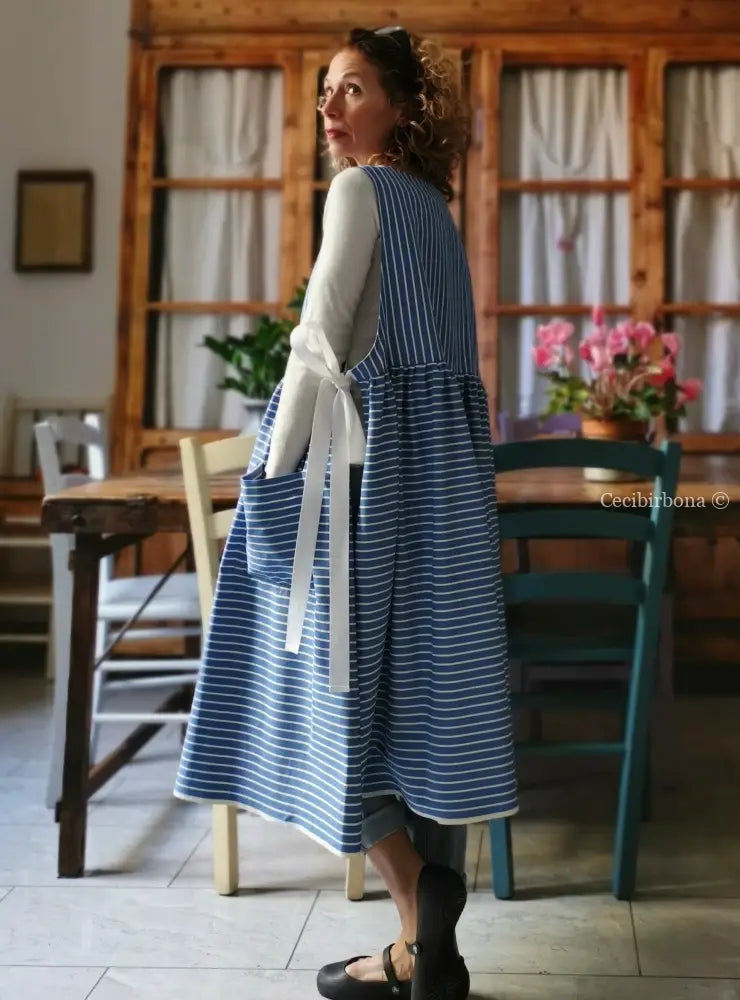 RISERVATO PER ROBERTA SALDO Grembiule per donna da cucina in cotone vintage azzurro da materassi grembiule donna