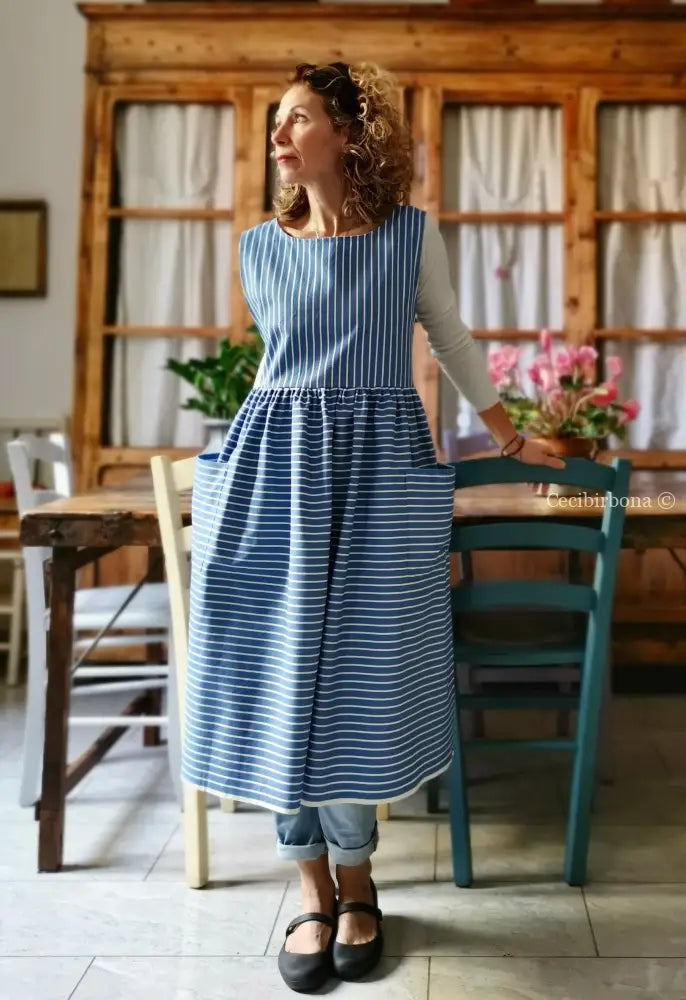 RISERVATO PER ROBERTA SALDO Grembiule per donna da cucina in cotone vintage azzurro da materassi grembiule donna