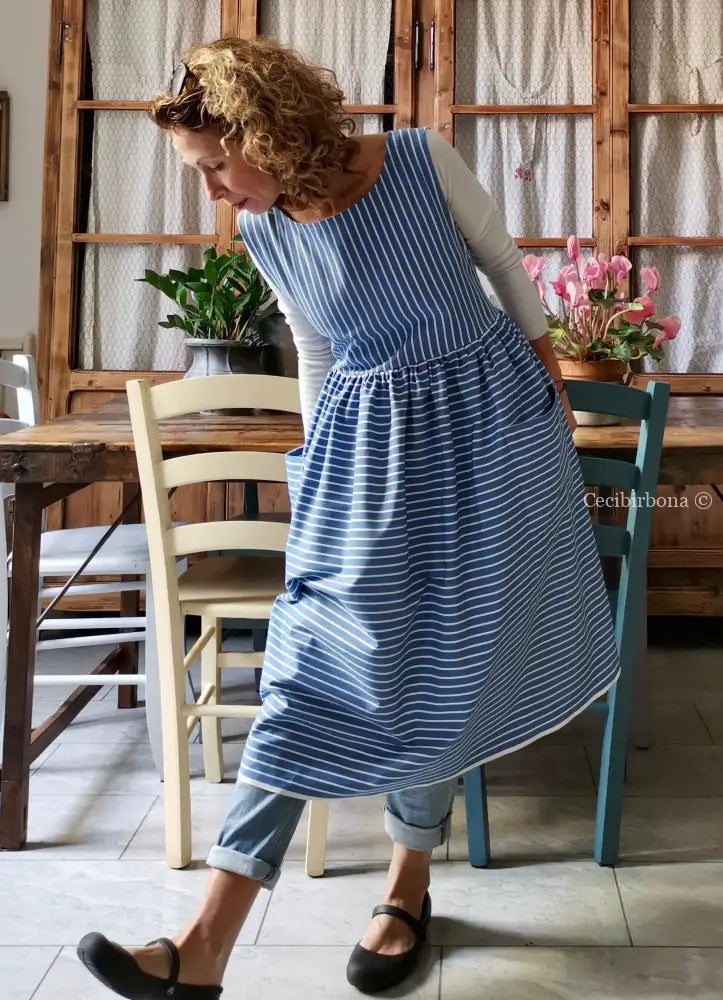 RISERVATO PER ROBERTA SALDO Grembiule per donna da cucina in cotone vintage azzurro da materassi grembiule donna