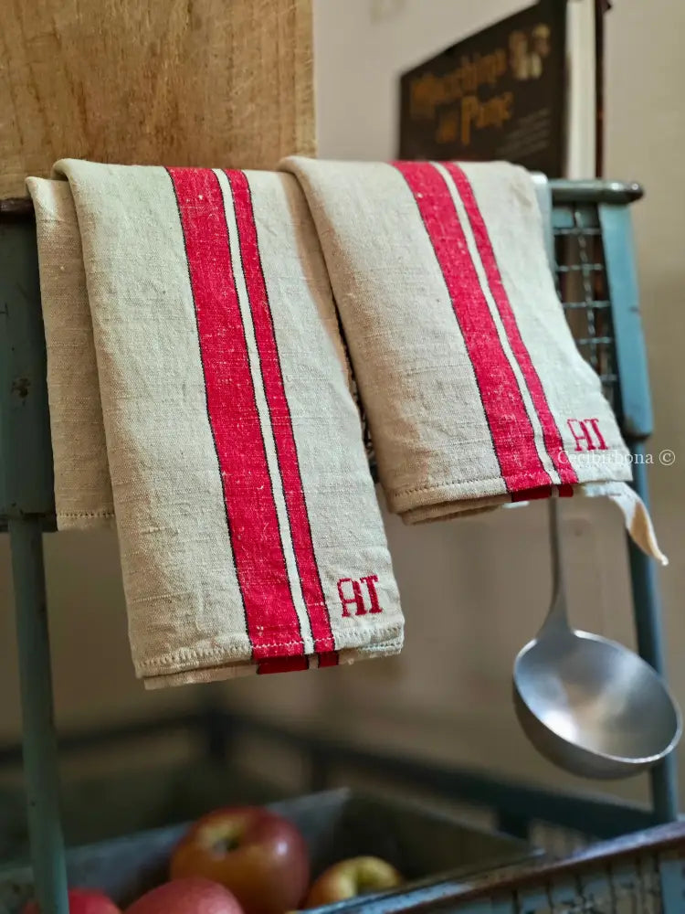 Set di cinque canovacci in canapa biancheria antica per la casa