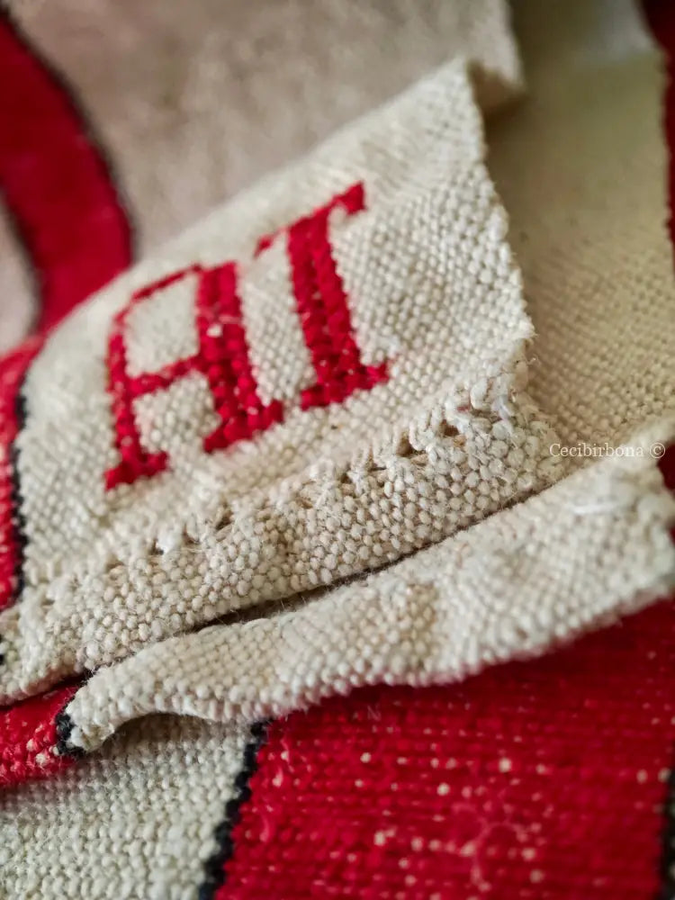 Set di cinque canovacci in canapa biancheria antica per la casa