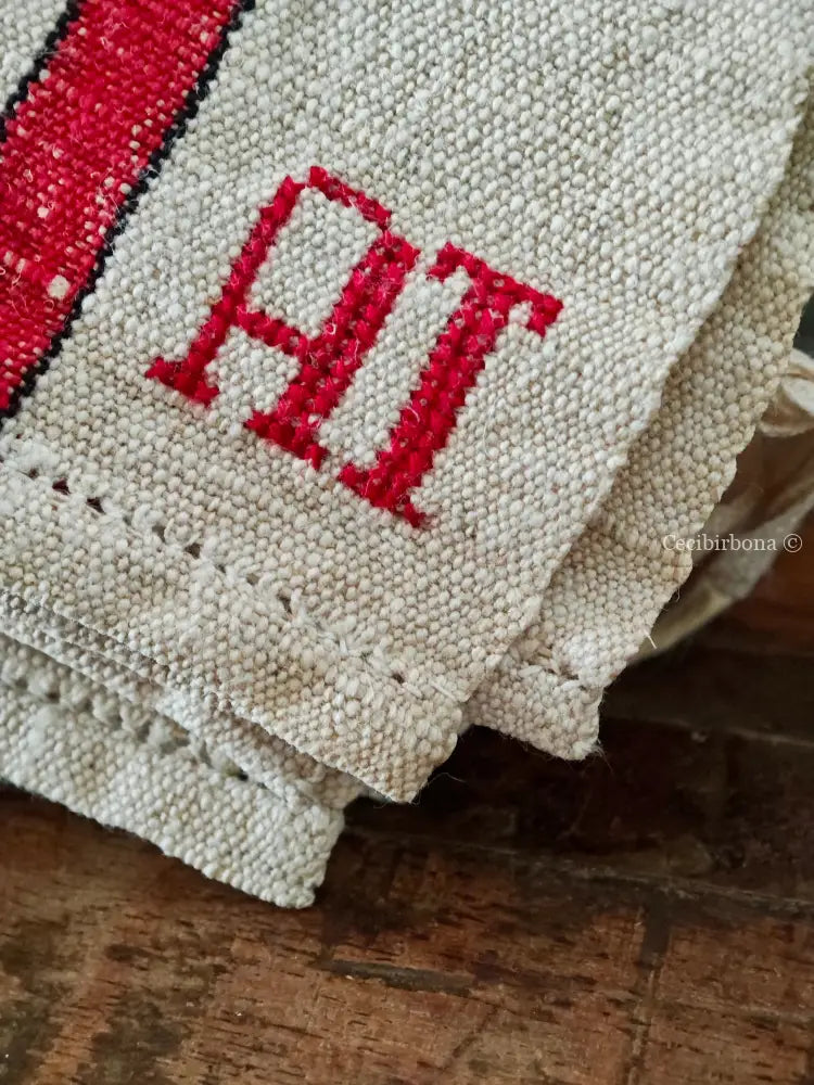 Set di cinque canovacci in canapa biancheria antica per la casa