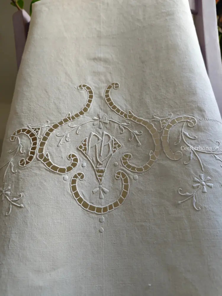 Set di due teli da bagno e una federa da cuscino con monogramma BR biancheria antica per la casa