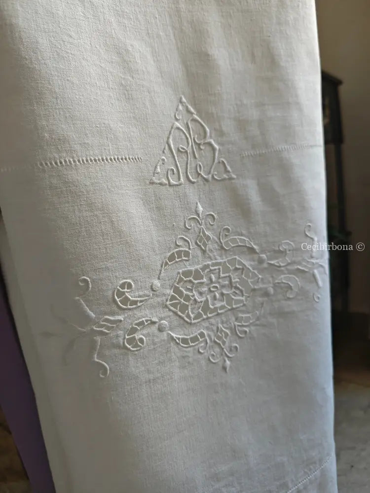 Set di due teli da bagno e una federa da cuscino con monogramma BR biancheria antica per la casa