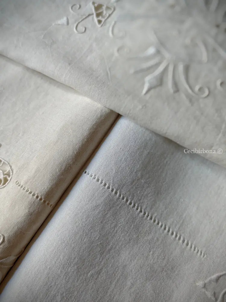 Set di due teli da bagno e una federa da cuscino con monogramma BR biancheria antica per la casa