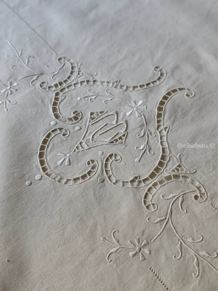 Set di due teli da bagno e una federa da cuscino con monogramma BR biancheria antica per la casa