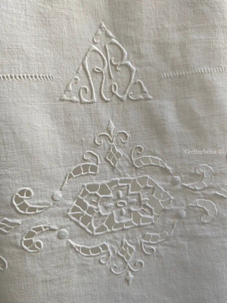 Set di due teli da bagno e una federa da cuscino con monogramma BR biancheria antica per la casa