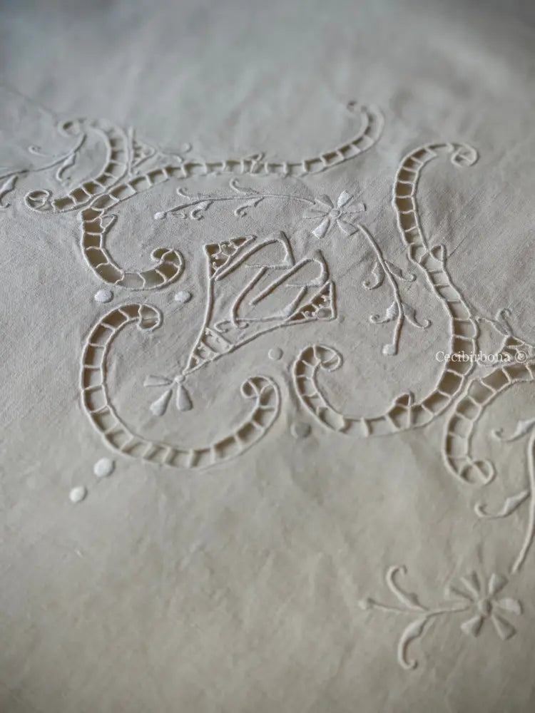 Set di due teli da bagno e una federa da cuscino con monogramma BR biancheria antica per la casa