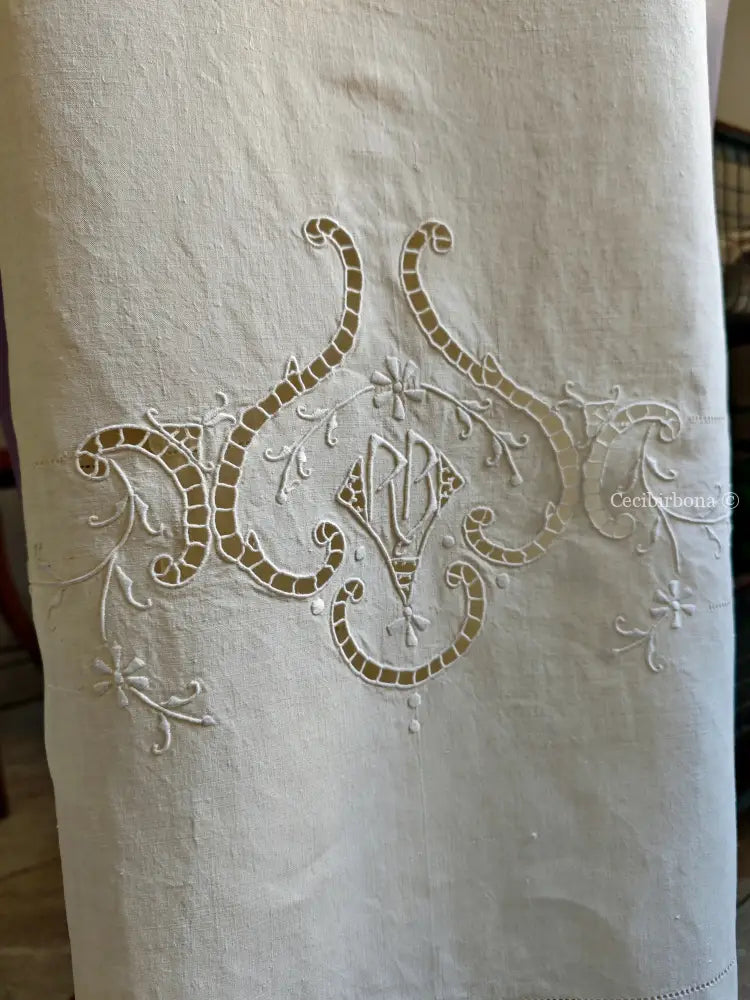 Set di due teli da bagno e una federa da cuscino con monogramma BR biancheria antica per la casa