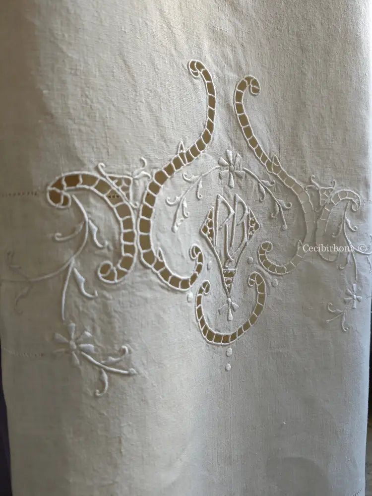 Set di due teli da bagno e una federa da cuscino con monogramma BR biancheria antica per la casa