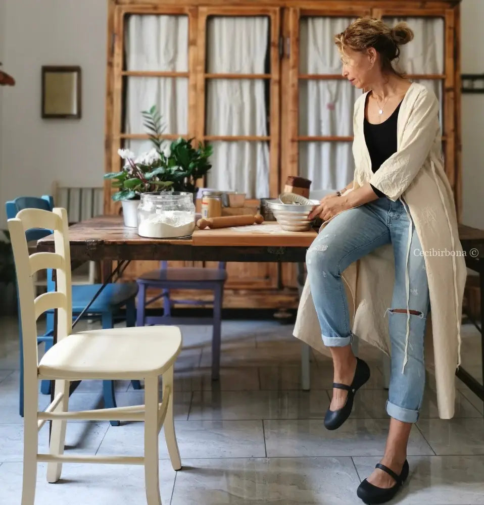 Spolverino incrociato per donna in tela di ghinea vintage - soprabito estivo - abito grembiule grembiule donna tessuti