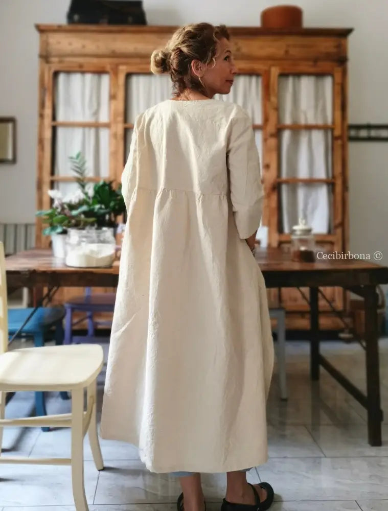 Spolverino incrociato per donna in tela di ghinea vintage - soprabito estivo - abito grembiule grembiule donna tessuti