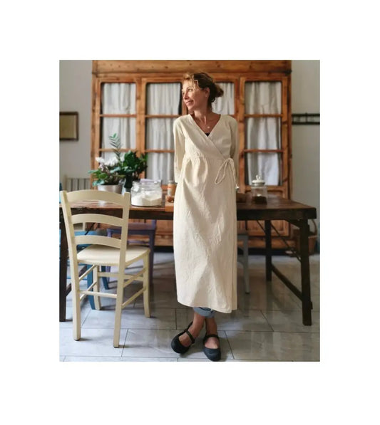 Spolverino incrociato per donna in tela di ghinea vintage - soprabito estivo - abito grembiule grembiule donna tessuti