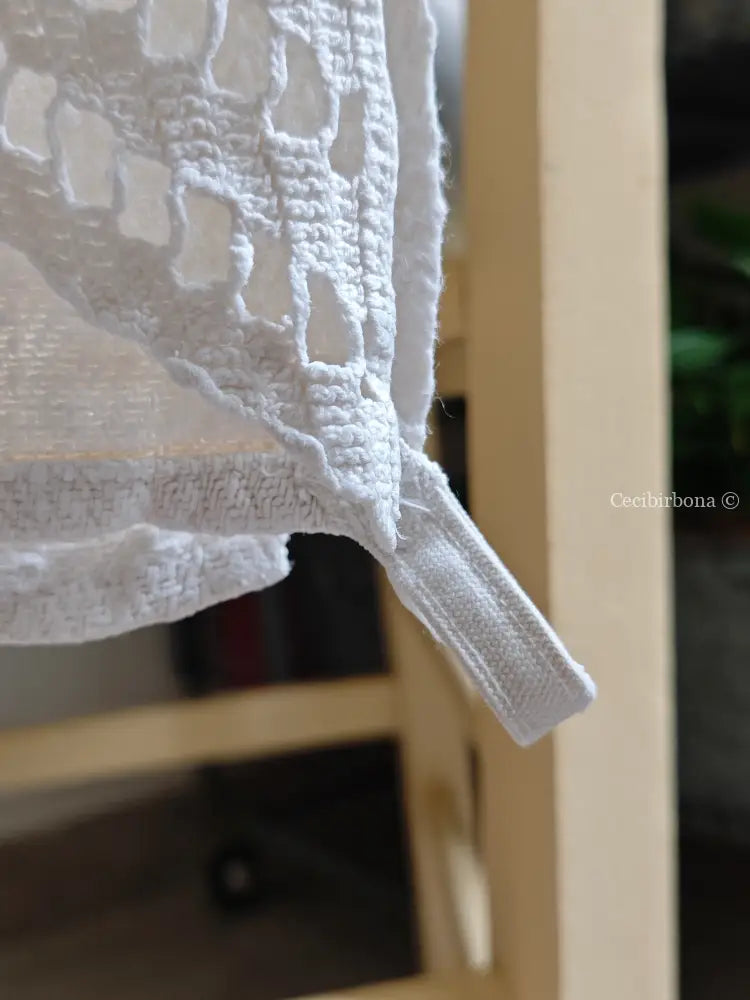 Telo antico in cotone con balza uncinetto e monogramma CG biancheria antica per la casa