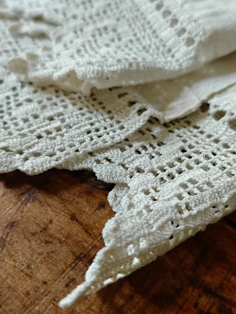 Telo con bordi all’uncinetto e iniziali LN accessori cucina