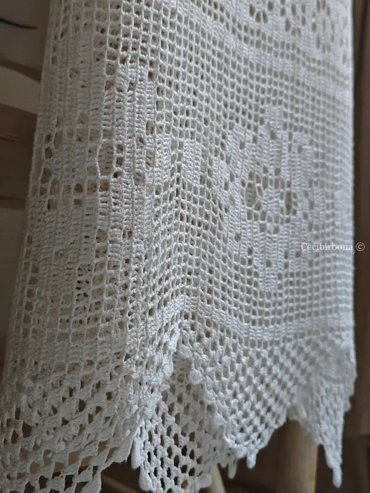 Telo con monogramma PN e balza all’uncinetto Corredo N.1/4 biancheria antica per la casa