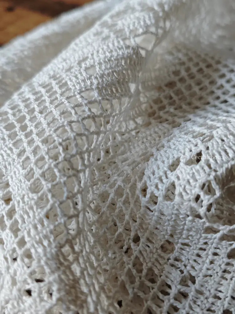 Telo con monogramma PN e balza all’uncinetto Corredo N.1/4 biancheria antica per la casa