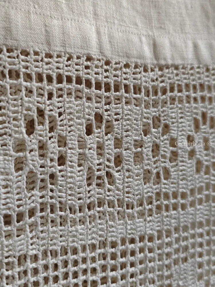 Telo con monogramma PN e balza all’uncinetto Corredo N.1/4 biancheria antica per la casa