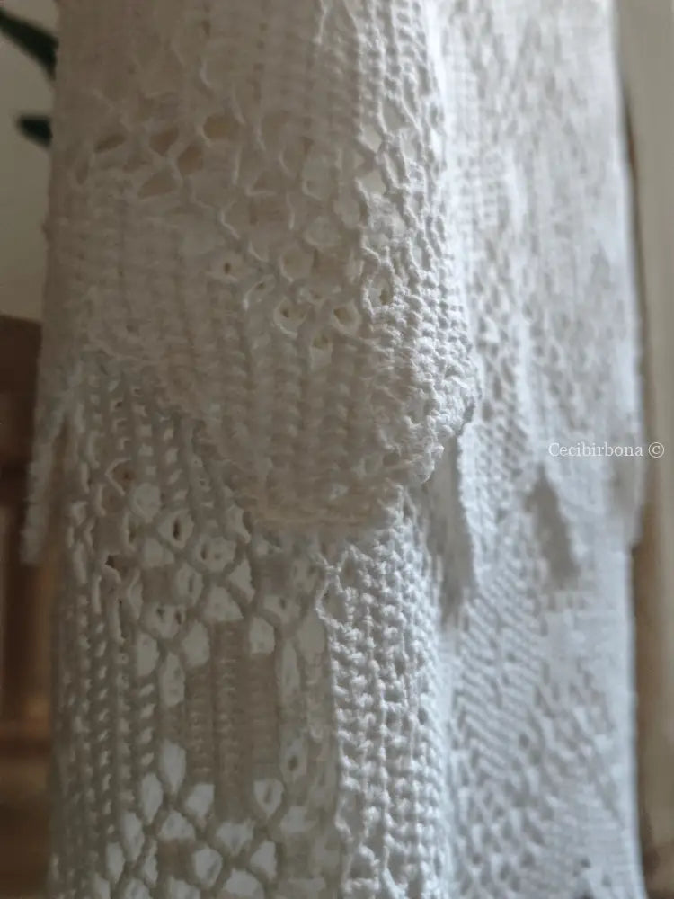 Telo con monogramma PN e balza all’uncinetto Corredo N.3/4 biancheria antica per la casa