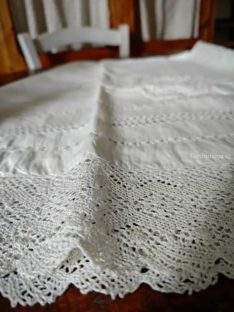 Telo da bagno in lino ricamato “Corredo di Angiolina “ Asciugamano in lino antico