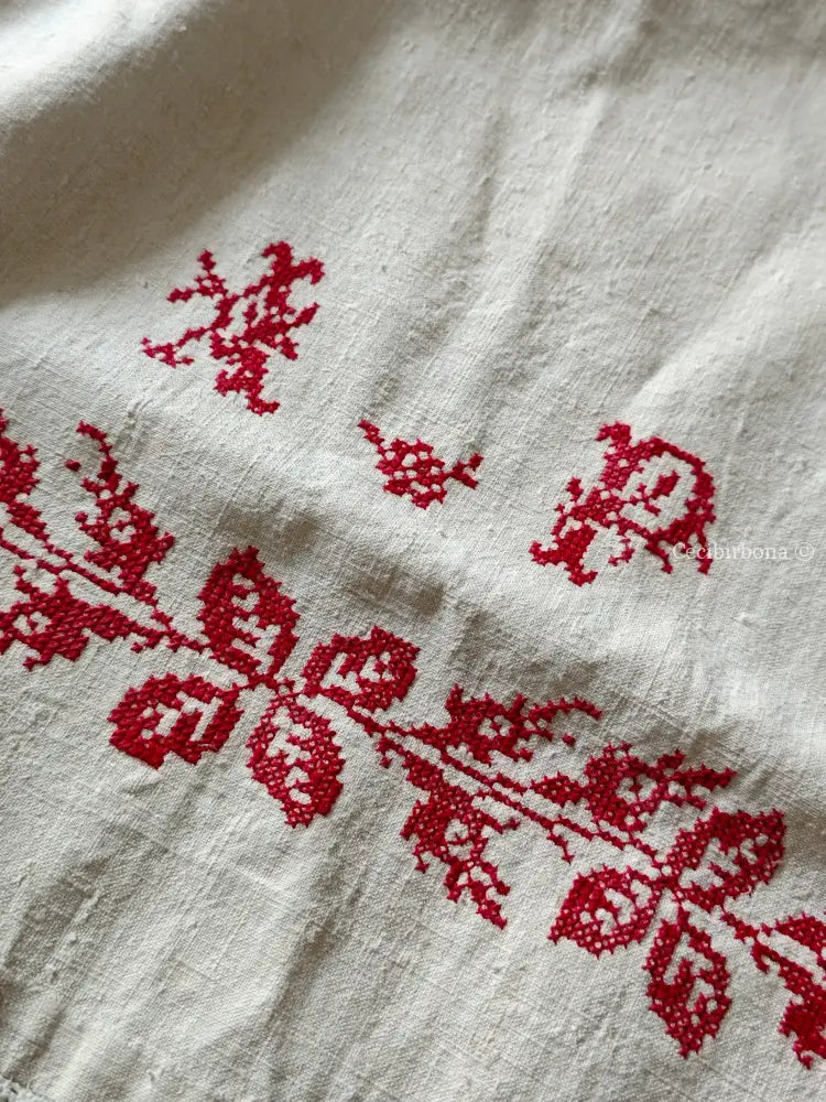 Telo da bagno in lino ricamato “Corredo di Angiolina “ Asciugamano in lino antico