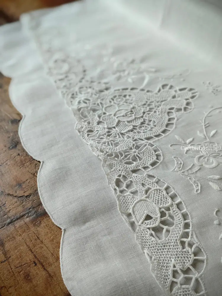 Telo da bagno in lino ricamato Ricamo fiori Telo in lino