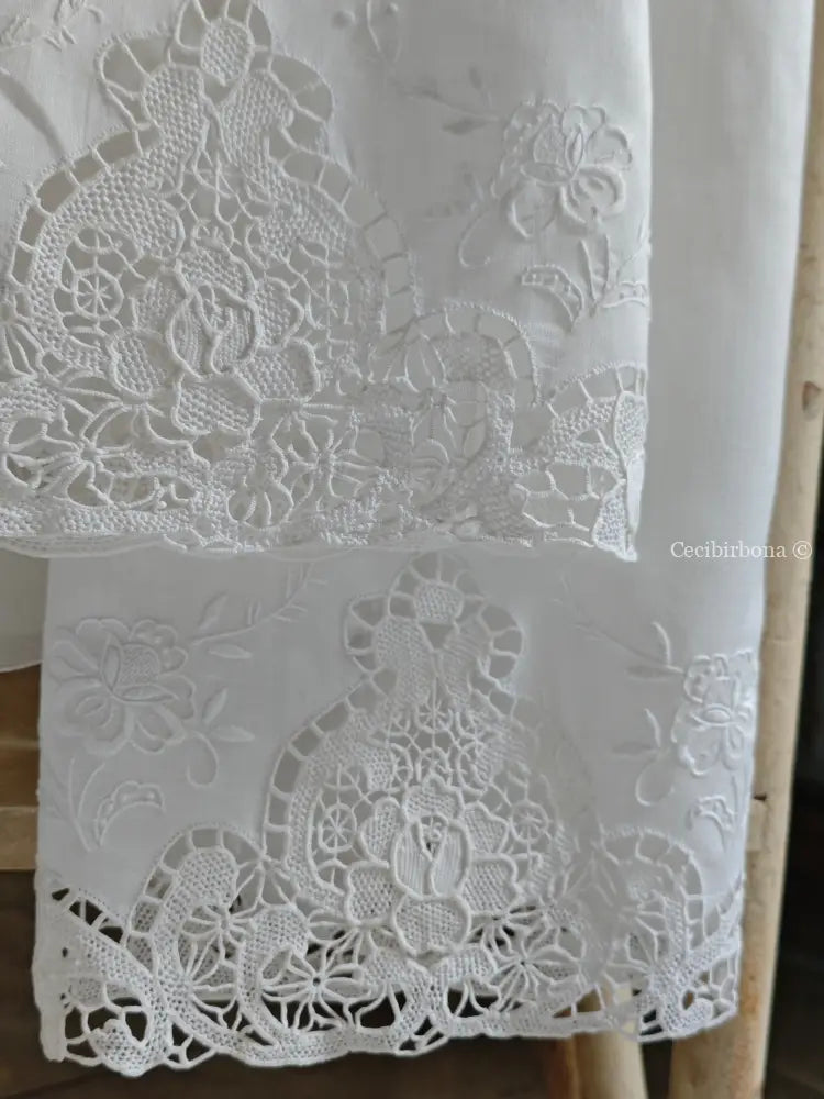 Telo da bagno in lino ricamato Ricamo fiori Telo in lino