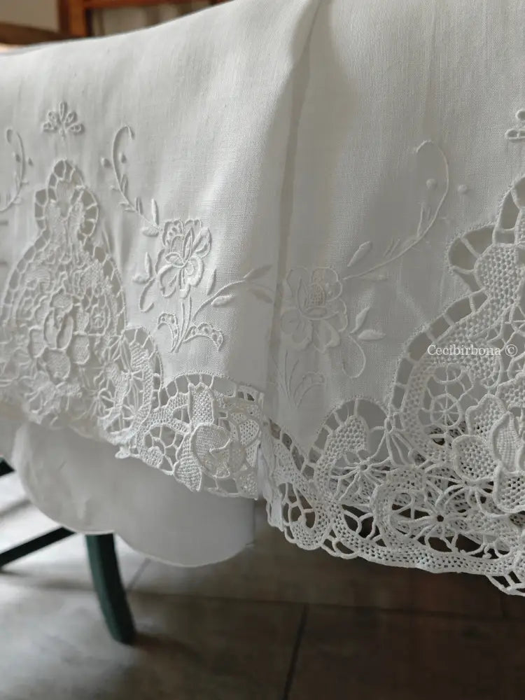 Telo da bagno in lino ricamato Ricamo fiori Telo in lino