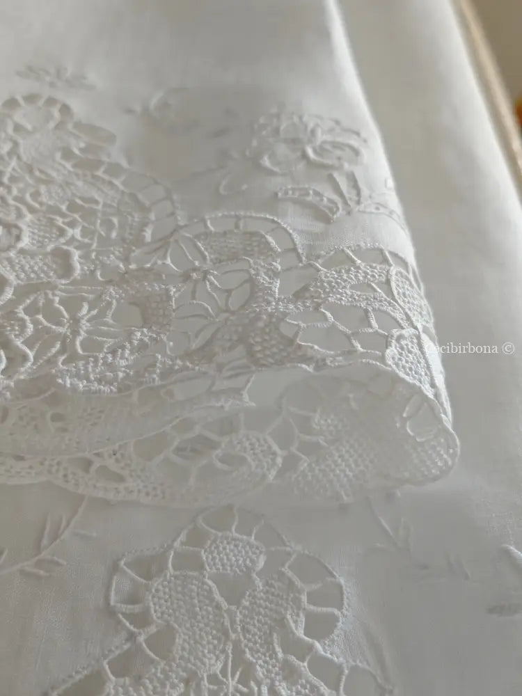 Telo da bagno in lino ricamato Ricamo fiori Telo in lino