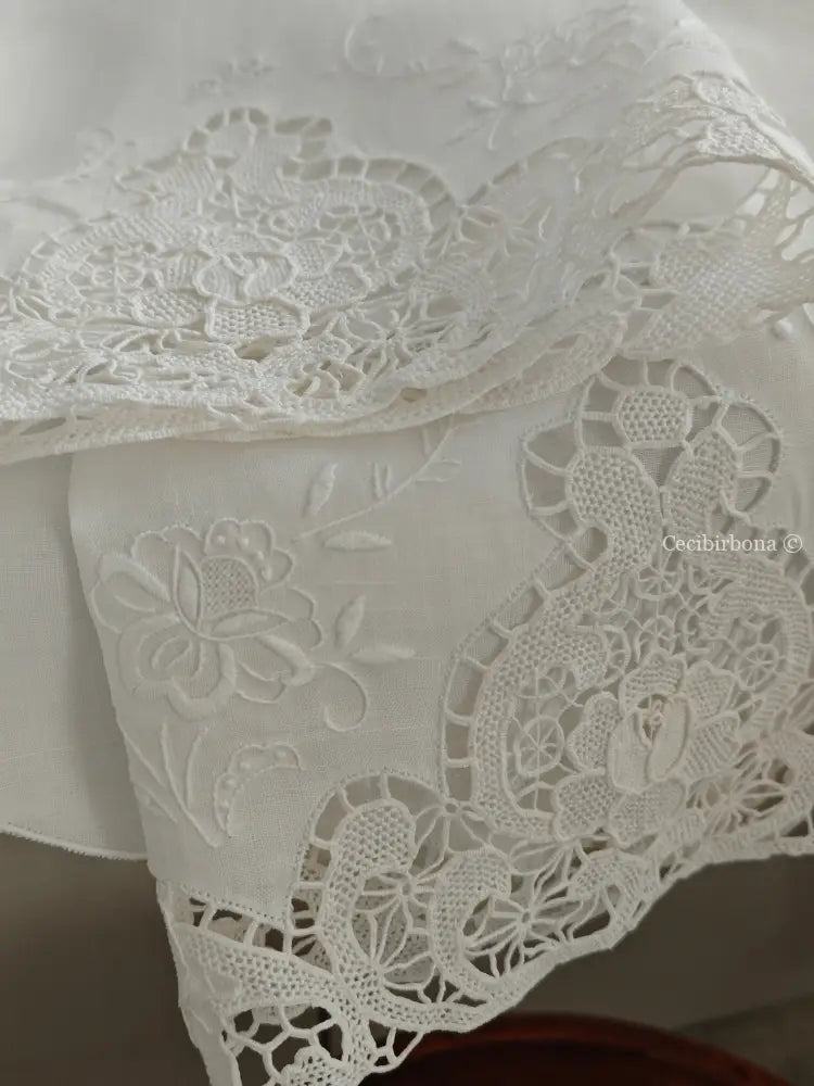 Telo da bagno in lino ricamato Ricamo fiori Telo in lino