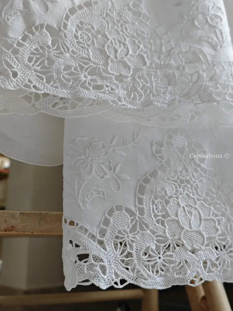 Telo da bagno in lino ricamato Ricamo fiori Telo in lino