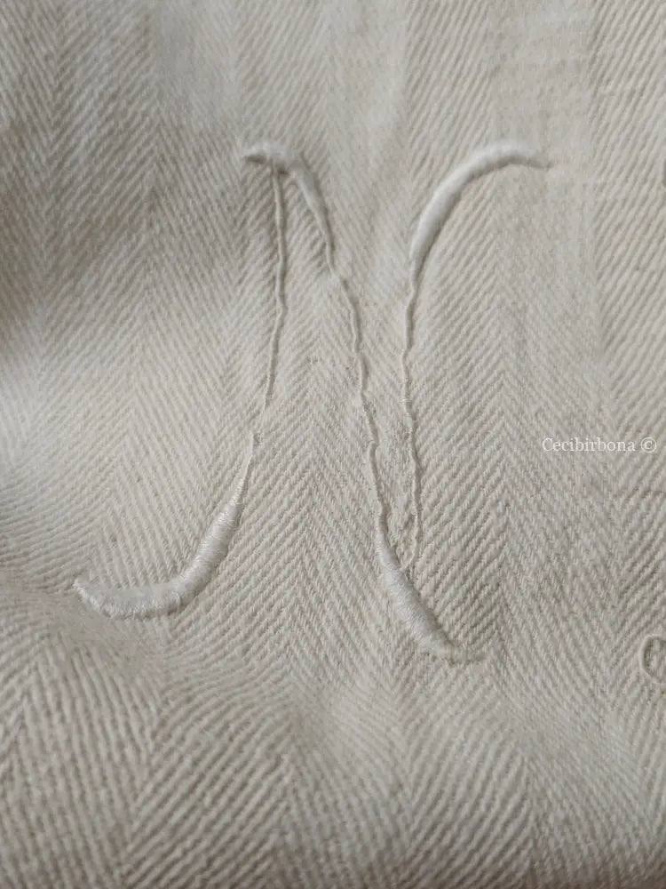 Telo in cotone spigato con balze uncinetto e monogramma NL biancheria antica per la casa