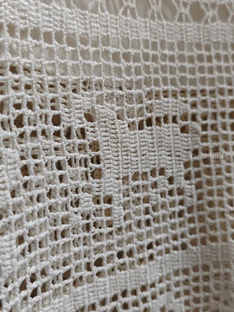 Telo in lino con alte balze all’uncinetto e monogramma PN Corredo N.2/4 biancheria antica per la casa