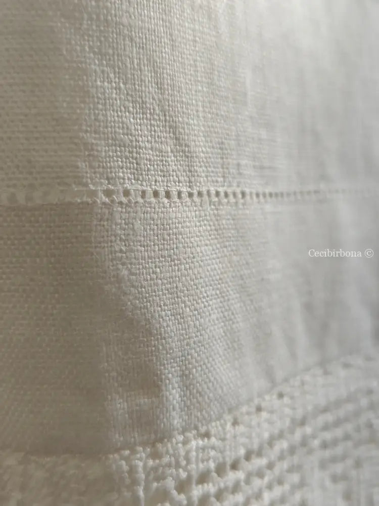 Telo in lino con balza all’uncinetto 3/4 Tende