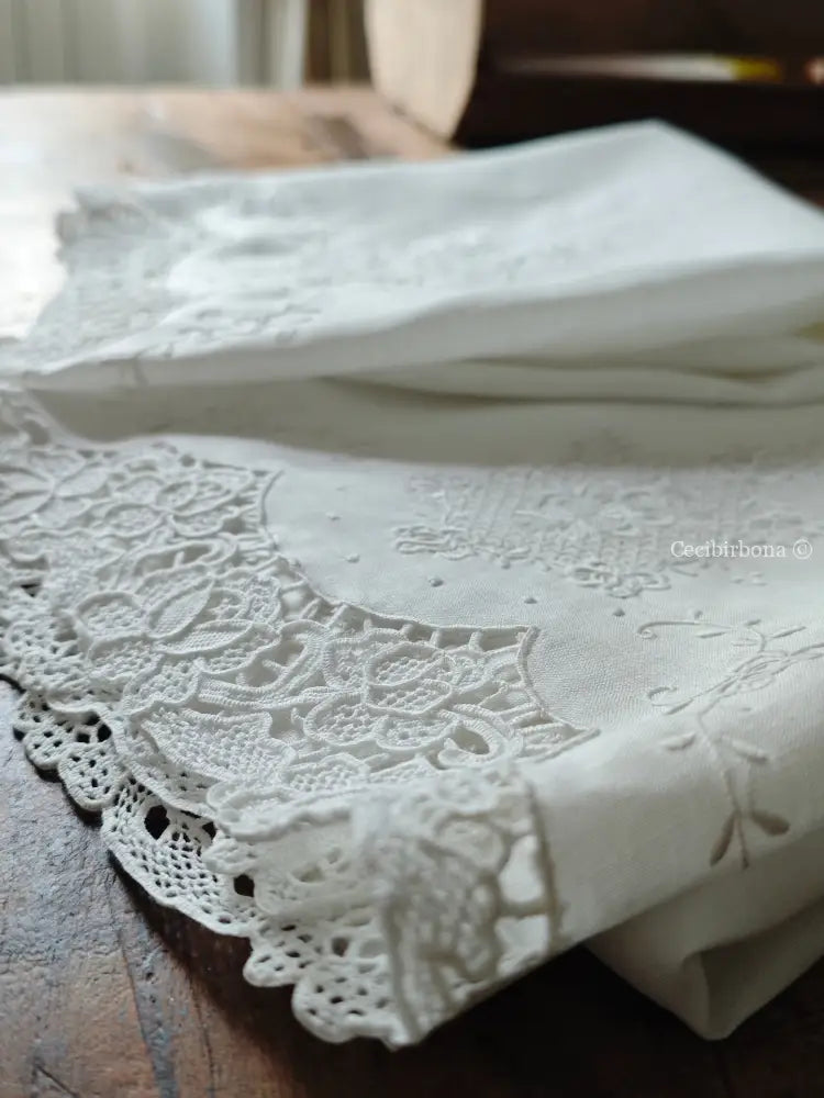 Telo per il bagno in lino ricamato Ricamo fiori Telo in lino