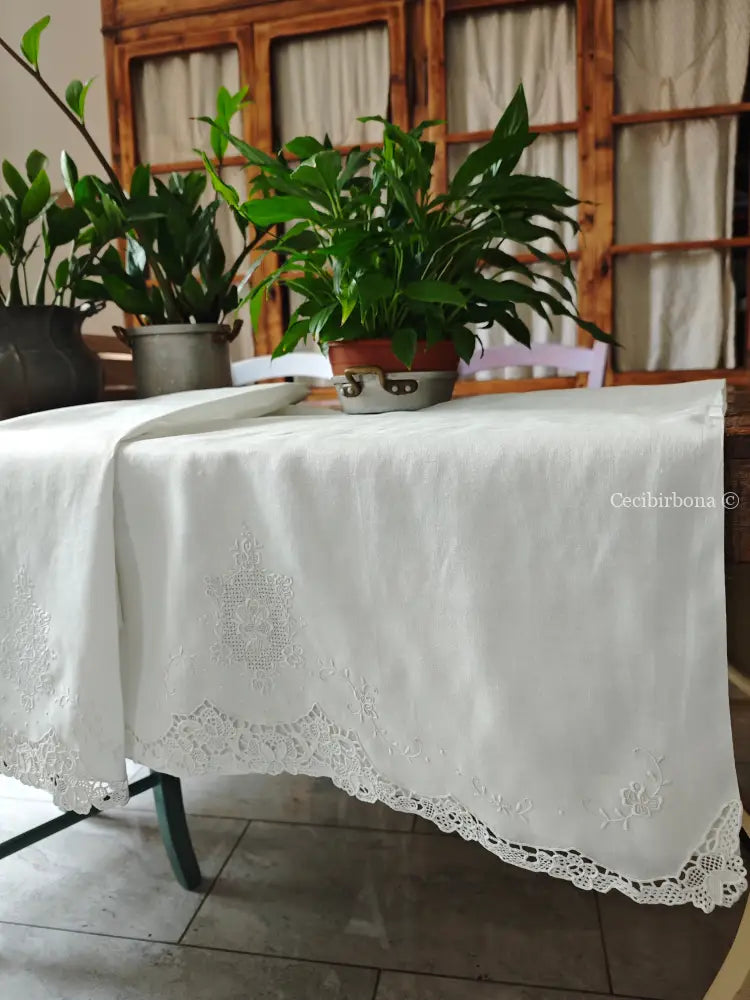 Telo per il bagno in lino ricamato Ricamo fiori Telo in lino