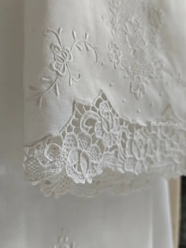 Telo per il bagno in lino ricamato Ricamo fiori Telo in lino