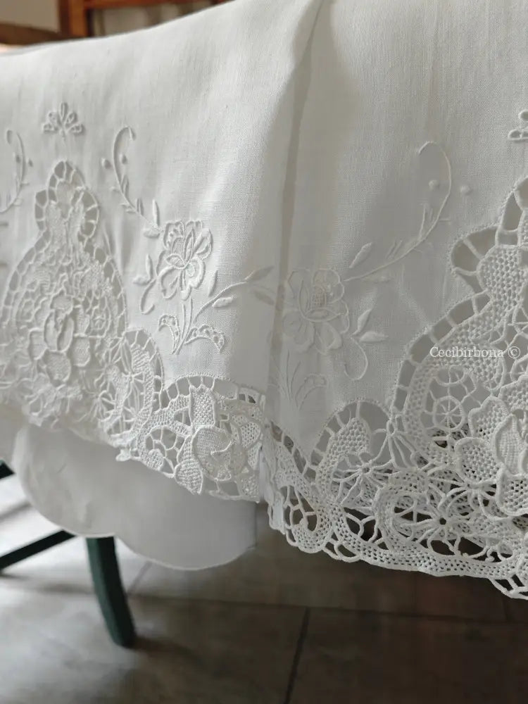 Telo per il bagno in lino ricamato Ricamo fiori Telo in lino