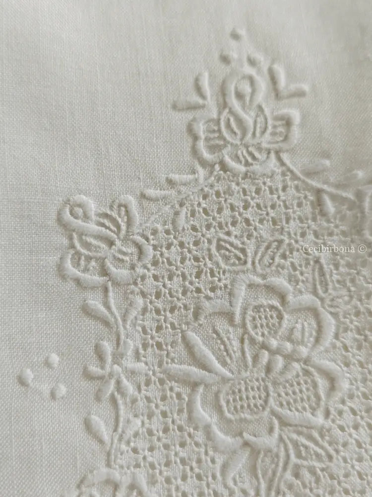 Telo per il bagno in lino ricamato Ricamo fiori Telo in lino