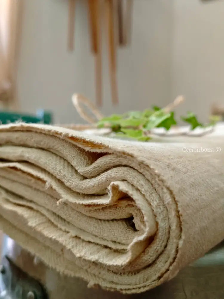 Tovaglia in canapa con monogramma ES Tovaglia vintage