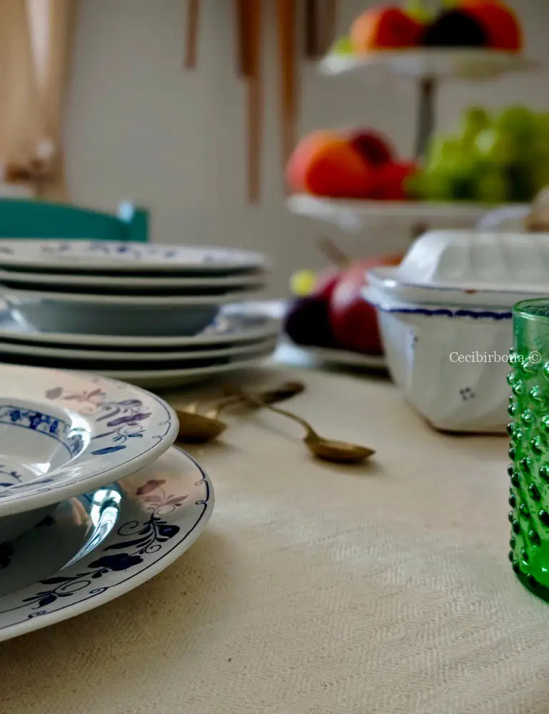 Tovaglia in canapa con monogramma ES Tovaglia vintage