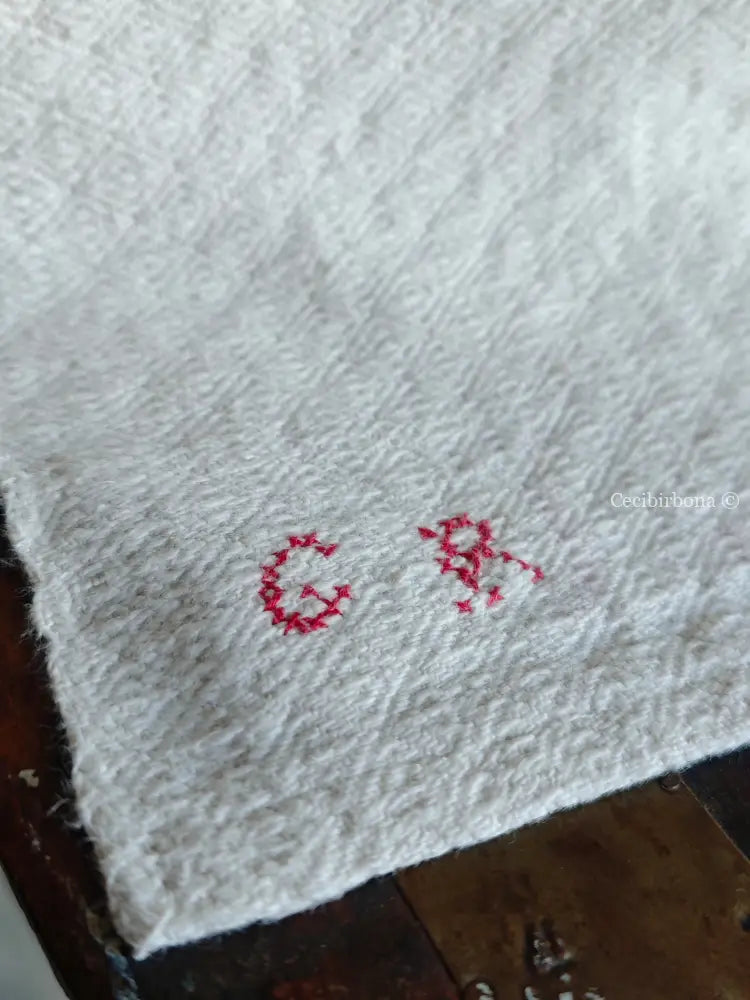 Tovaglia in canapa con monogramma GR Tovaglia vintage ricamata