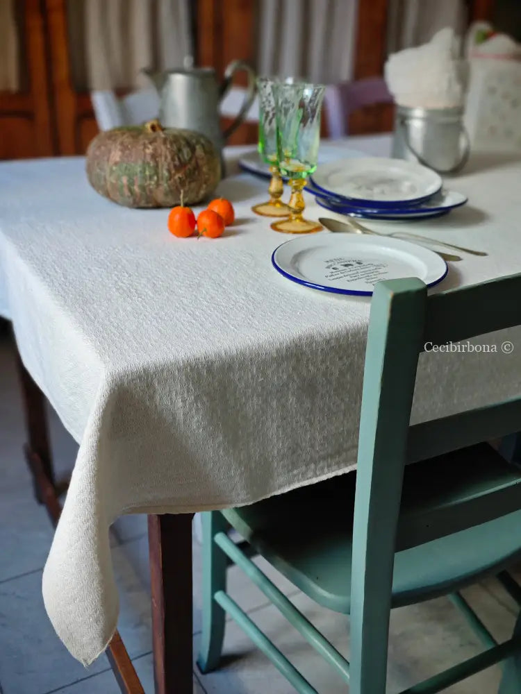 Tovaglia in canapa con monogramma GR Tovaglia vintage ricamata