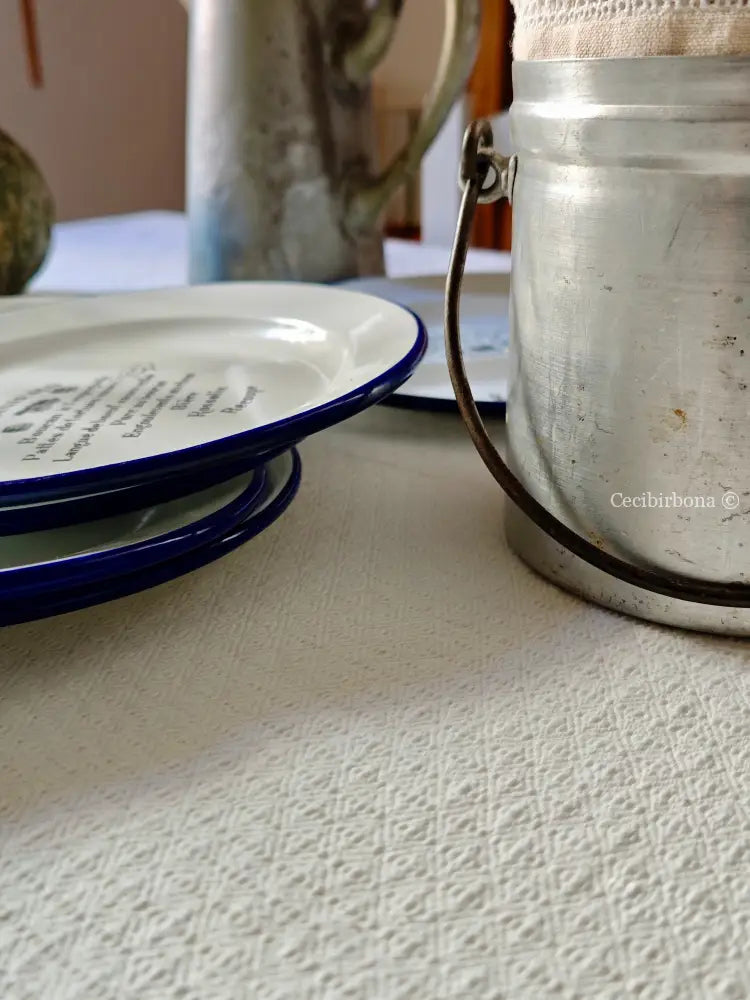 Tovaglia in canapa con monogramma GR Tovaglia vintage ricamata