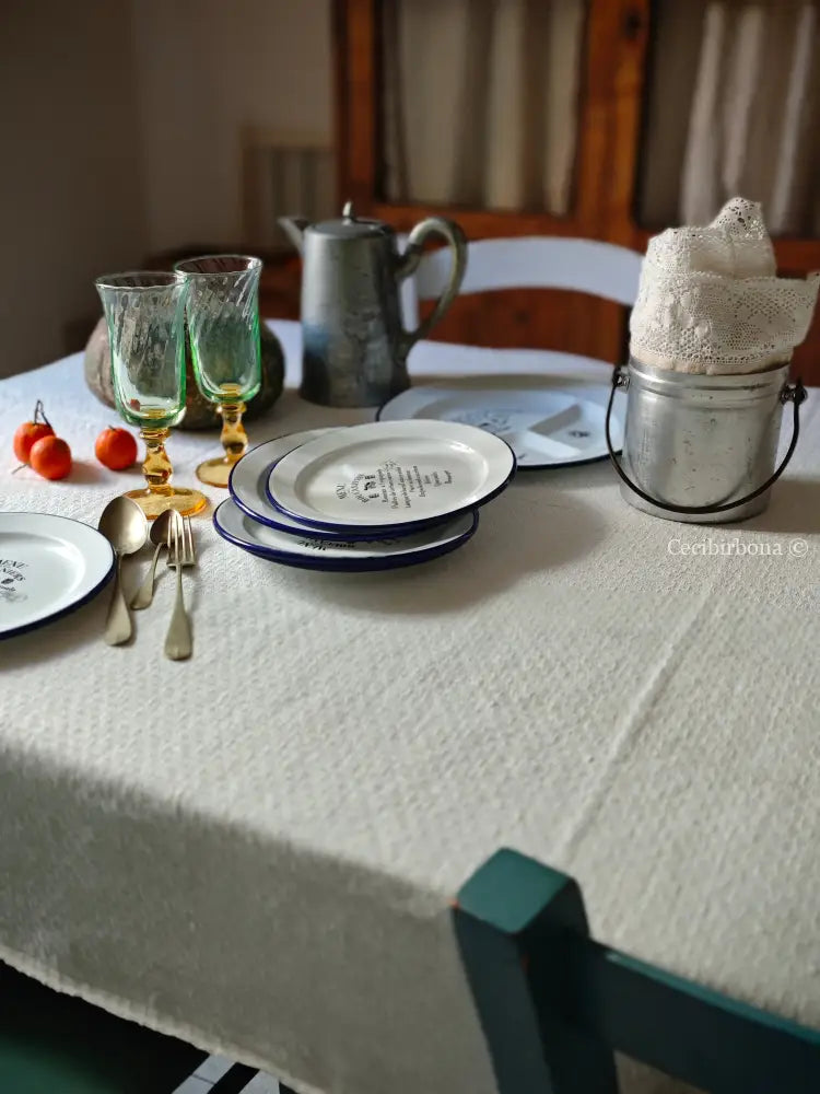 Tovaglia in canapa con monogramma GR Tovaglia vintage ricamata