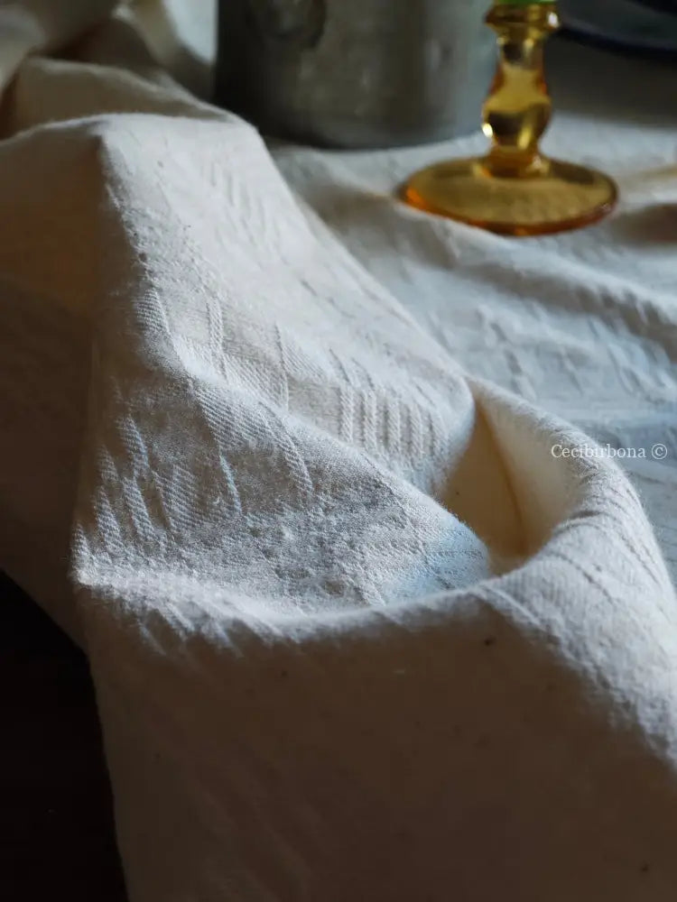 Tovaglia in cotone con monogramma DL Tovaglia vintage