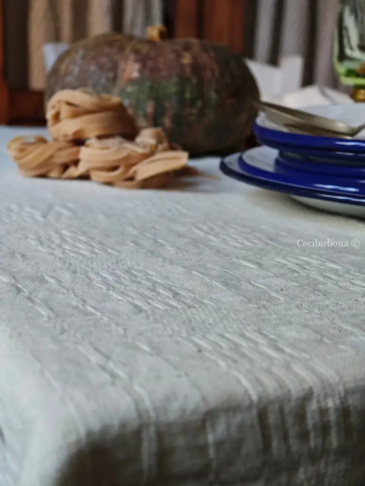 Tovaglia in cotone con monogramma DL Tovaglia vintage